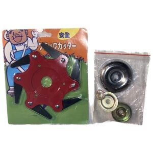 Velnut Steel 6 Teeth Razor Trimmer Head & Universal Adapter Kits 65Mn for Mower